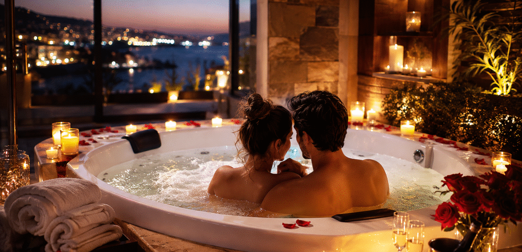 Bain romantique avec jacuzzi privatif